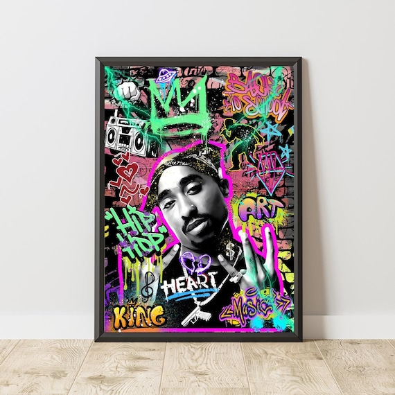Tupac Shakur Graffiti Wall Art, Tupac Poster, Hip Hop Art Print
