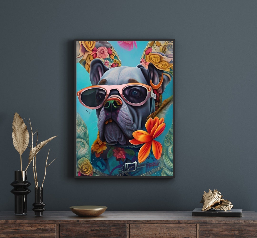 Dog With Glasses, Animal Art Print, Printable Digital Download