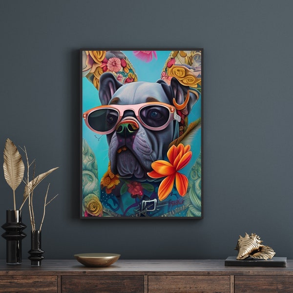 Dog with Glasses, Animal Art Print, Printable Digital Download, Printable Wall Art, Animal Wall Art, Animals with Glasses, Animal Print