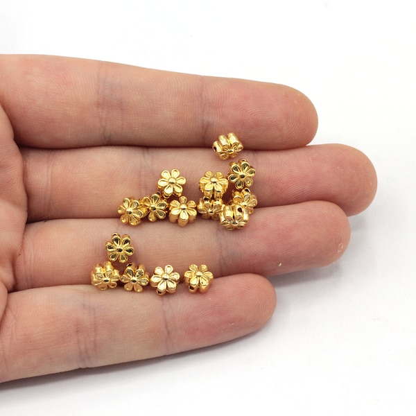 5mm Gold Plated Daisy Beads, Connector for Beads, Flower Spacer Beads, Beads for Daisy Bracelet, Gold Plated Findings, GLD511