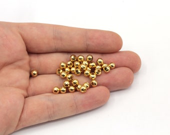 100 Pcs 5mm Gold Plated Ball Beads, Connector for Beads, Ball Spacer Beads, Beads for Spacer Bracelet, Gold Plated Findings, GLD344