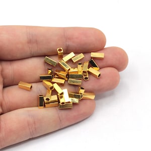 3x8mm Gold Plated Mini Pipe Beads, Gold Pipe Beads, Bracelet Connector, Pipe Connector, Bracelet Beads, Gold Findings, GLD929