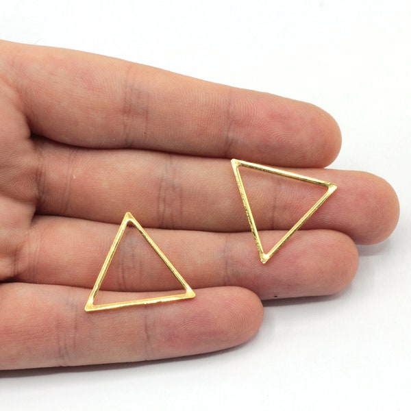 24x27mm Gold Triangle Charm, Blank Triangle Connector, Earring Pendant, Earring Findings, Gold Plated Findings, GRB591