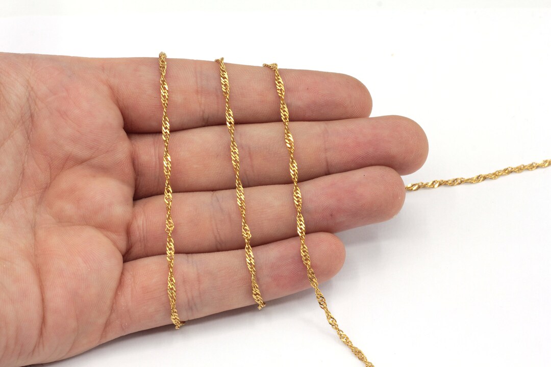 2mm Gold Rope Chain, Twisted Chain, Rope Link Chain, Diamond Twist