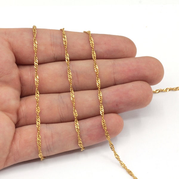 2mm Gold Rope Chain, Twisted Chain, Rope Link Chain, Diamond Twist Chain, Necklace Chain, Gold Chain, Gold Plated Chain, CN114