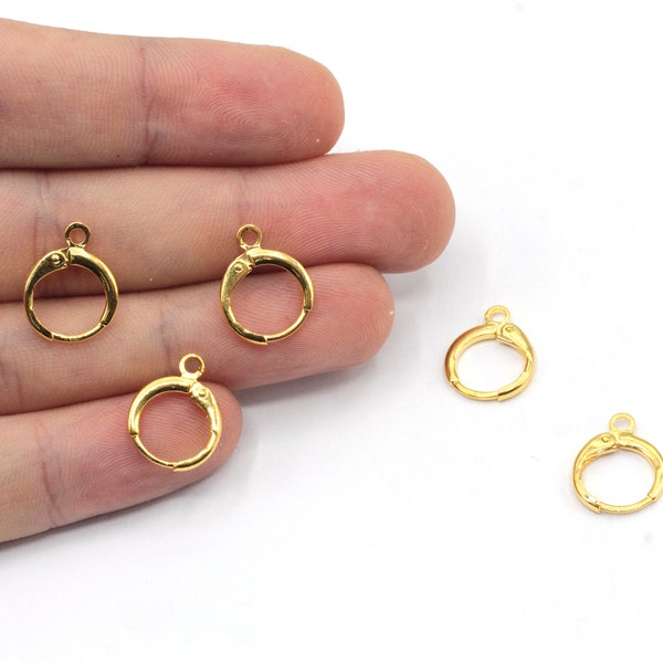 12x14mm 20 Pcs 24K Shiny Gold Plated Leverback Earrings, Earring Findings, Gold Plated Findings, JM283