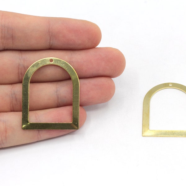 28x35mm Raw Brass Arch D Shape Charm, Geometric Charm, D Shape Charm, Earring Pendant, Earring Finding, Brass Findings, ERP095