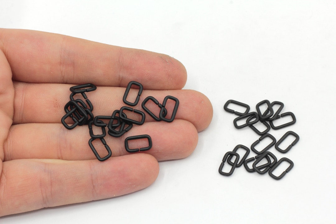 6x10mm Black Rectangle Jump Ring, Open Jump Ring, Rectangle Connector ...
