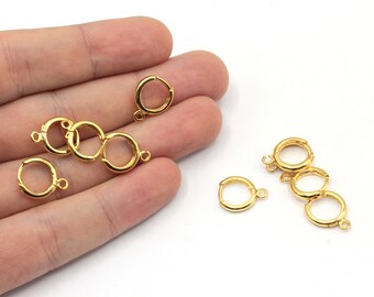 12mm 2 Pairs 24K Shiny Gold Plated Leverback Earrings, Earring Findings, Gold Plated Findings, EJM497