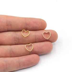 9x10mm Gold Plated Heart Beads, Connector for Beads, Beads for Heart Bracelet, Bracelet for Beads, Gold Plated Findings, GLD288