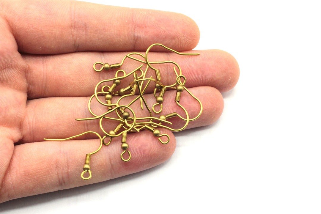 17mm Brass Earring Wires, Fish Hook Wires, Ear Wire, French Hook, Brass
