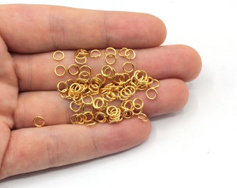 100 Pcs 5mm 21 Ga 24K Shiny Gold Plated Jump Ring, Gold Connector, Gold Plated Findings, EJM187