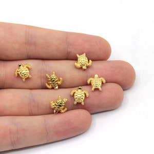 7x8mm Gold Plated Turtle Beads, Connector for Beads, Beads for Spacer Bracelet, Bracelet for Beads, Gold Plated Findings, GL1077