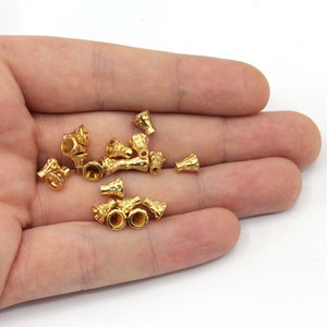 5.5x6mm Gold Plated Mini Cone Cap, Connector for Beads, Cone Caps, Gold Beads end Caps, Gold Plated Findings, GL389