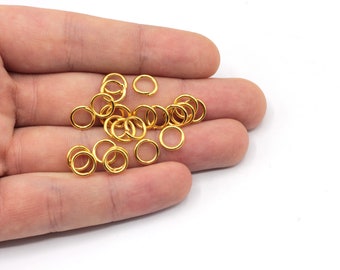 100 Pcs 8mm 16 Ga 24K Shiny Gold Plated Jump Ring, Gold Connector, Gold Plated Findings, EJM292