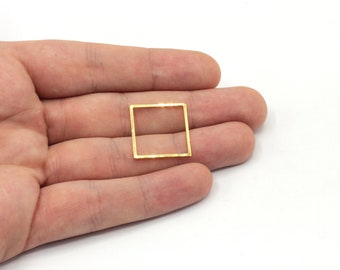 20mm Gold Square Charm, Geometric Ring, Blank Square Connector, Earring Pendant, Earring Findings, Gold Plated Findings, GRB599