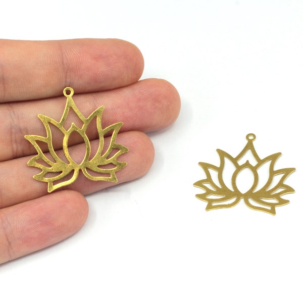 29x30mm Brass Lotus Flower Charm, Lotus Pendant, Earring Pendant, Earring Finding, Brass Findings, ERB165