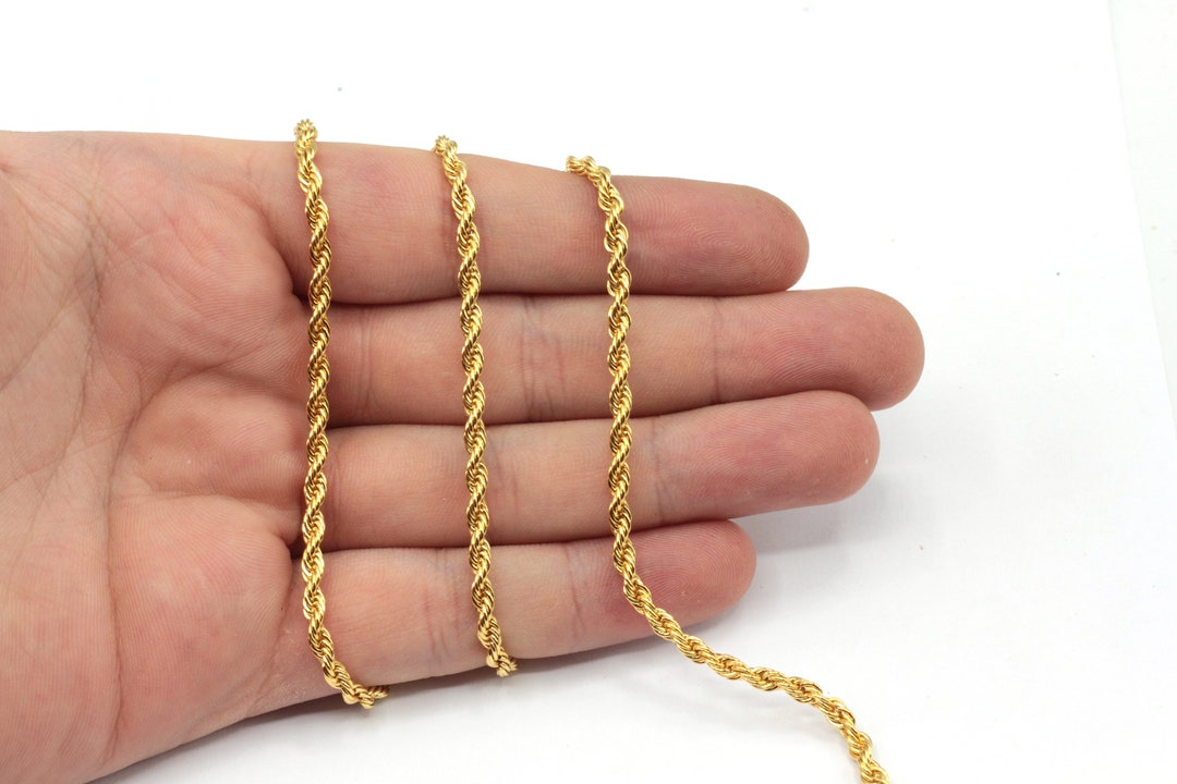 4mm Gold Rope Chain, Diamond Twist Chain, Necklace Chain, Rope Link