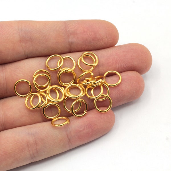 100 Pcs 9mm 16 Ga 24K Shiny Gold Plated Jump Ring, Gold Connector, Gold Plated Findings, EJM194