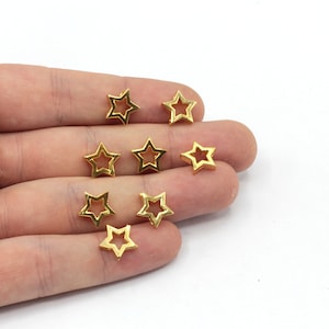 12mm Gold Plated Star Beads, Gold Blank Star Beads, Bracelet Connector, Star Connector, Bracelet Beads, Gold Plated Findings, GLD223