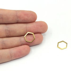 12x14mm Brass Hexagon Charm, Blank Hexagon Connector, Earring Pendant, Earring Findings, Brass Findings, ERB411