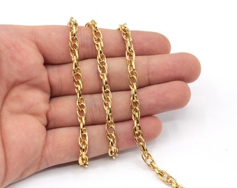 4x7mm Gold Plated Link Oval Chain, Gold Link Chain, Bulk Chain, Open Link Chain, Gold Oval Chain, Gold Plated Chain, MT06