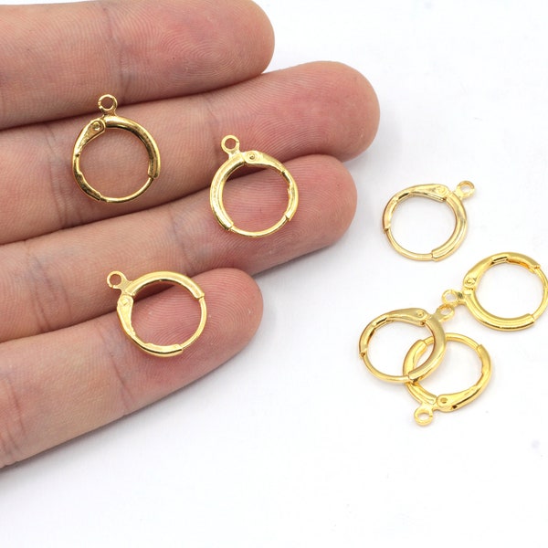 14x16mm 20 Pcs 24K Shiny Gold Plated Leverback Earrings, Earring Findings, Gold Plated Findings, EJM284