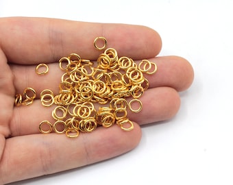 100 Pcs 5mm 18 Ga 24K Shiny Gold Plated Jump Ring, Gold Connector, Gold Plated Findings, EJM198
