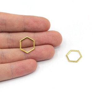 16x18mm Brass Hexagon Charm, Blank Hexagon Connector, Earring Pendant, Earring Findings, Brass Findings, ERB413