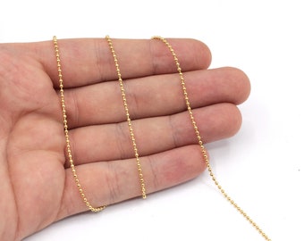 1mm Gold Plated Mini Ball Chain, Tiny Ball Chain, Gold Ball Beaded Chain, Soldered Chain, Ball Bar Chain, Gold Plated Chain, CN104