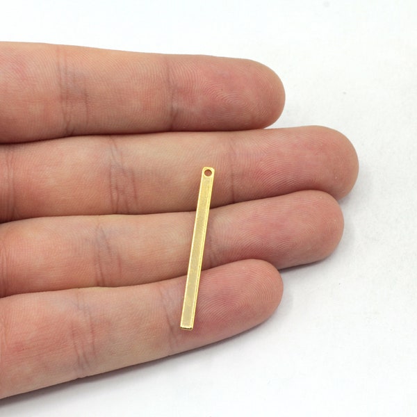 2.5x25mm Shiny Gold Plated Stick Bar Charm, Stick Bar, Earring Connector, Earring Pendant, Earring Findings, Gold Plated Findings, GRB256