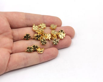 8x10mm Gold Plated Clover Pendant, Gold Clover Charm, Bracelet Connector, Clover Connector, Gold Plated Findings, GL989