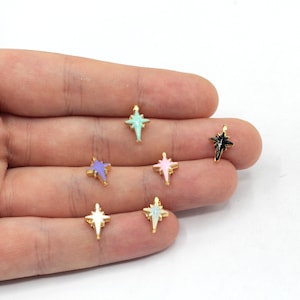 8x10mm Gold Plated Enamel North Star Pendant, Gold North Star Charm, Bracelet Connector, Enamel North Star Connector, Gold Findings, GLD1169