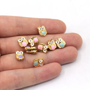 8x13mm Gold Plated Animal Owl Beads, Connector for Beads, Beads for Dragonfly Bracelet, Bracelet for Beads, Gold Plated Findings, GLD1129