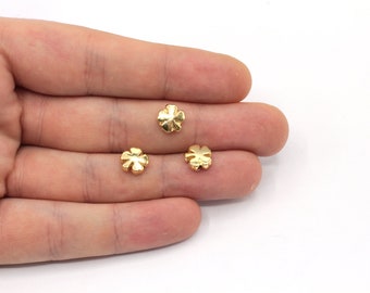 8mm Gold Plated Clover Beads, Connector for Beads, Beads for Clover Bracelet, Bracelet for Beads, Gold Plated Findings, GLD268