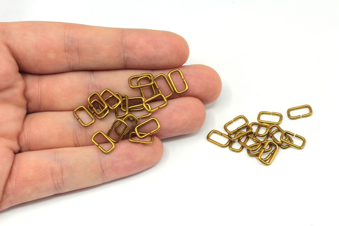 6x10mm Brass Rectangle Jump Ring, Open Jump Ring, Rectangle Connector ...