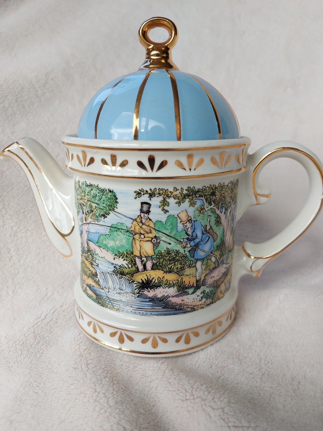 Sadler Vintage Teapot Sporting Scenes of the 18th Century, Fishing
