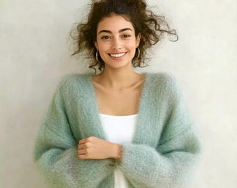 Mohair Strickjacke, Mohair cardigan, Mohair Jacke Handgestrickt Handmade ONE SIZE