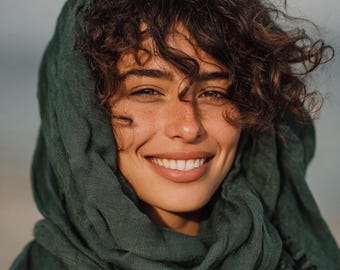 Soft linen scarf made from linen and 10% silk | 43 trendy colors | taupe linen scarf