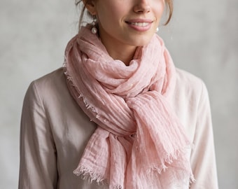 Soft linen scarf made from linen and 10% silk | 43 trendy colors | taupe linen scarf