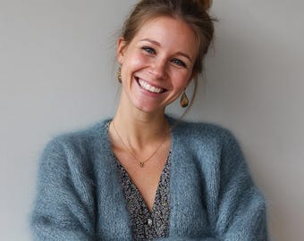 Mohair Strickjacke, Mohair cardigan, Mohair Jacke Handgestrickt Handmade ONE SIZE