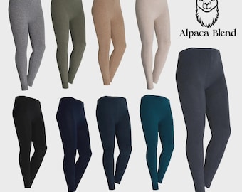 Alpaca Leggings Opaque High Waist Ankle Length for Women 20% Alpaca