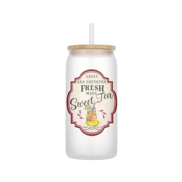 Cheers to Life's Citrus Delights - 16oz Frosted Glass Tumbler for Sweet Tea, Lemonade, Tequila, Margarita, Mojito, and More