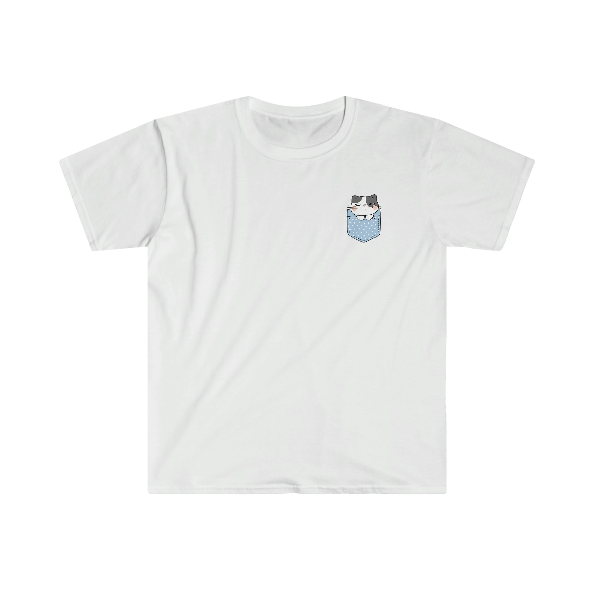 Left Pocket Staring Cat Shirt, Cute Cat Tshirt, Couple Shirt, Cute