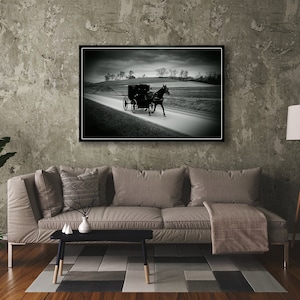 Amish Buggy Download | Printable Black & White Art | Amish Digital Print