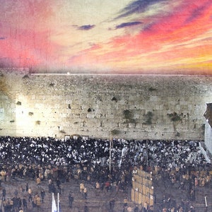 Sunset at the Kotel- Museum Quality Print on Canvas (Comes Ready to Hang)-Western Wall- Old City of Jerusalem- Wailing Wall