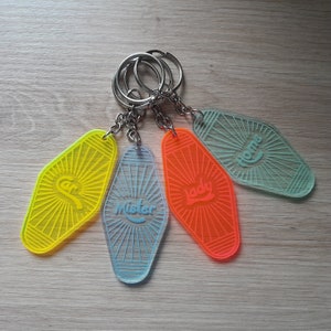 Customizable acrylic "motel" key ring