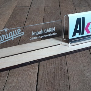 Plaque signalétique de bureau personnalisée, support cartes de visites