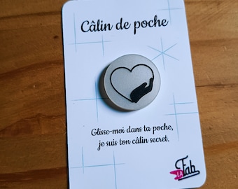 Calin de poche personnalisé – Jeton gravé effet nacre – Porte-bonheur à offrir – Cadeau réconfort – Petit grigri d’affection