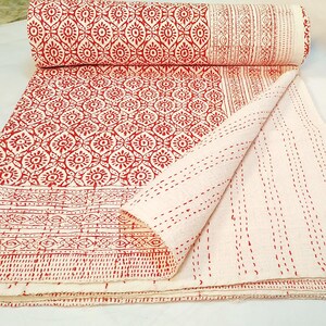 Floral Handblock Printed Quilt Handmade kantha Quilt Indian Kantha Quilt Indian Print Indian Light Weight Bedding Quilt Kantha 093